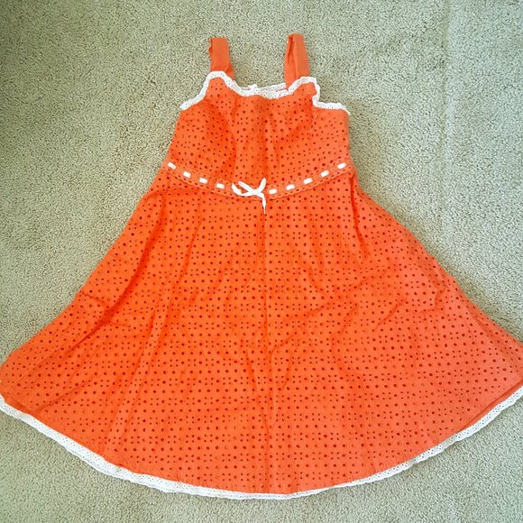 The Children's Place eyelet orange dress NWOT girl Size 6 Spring summer A line - Picture 1 of 2
